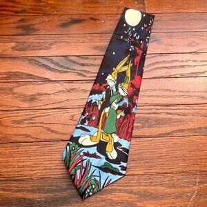 Vintage 90s Y2K MAN ROAD Looney Tunes Bugs Babs Bunny Neck Tie